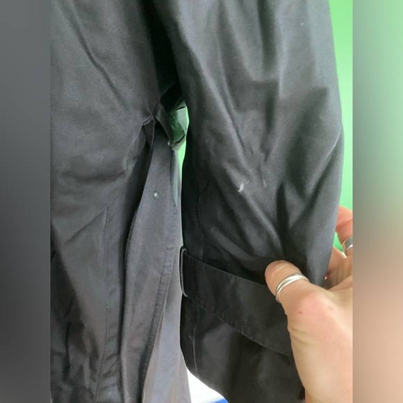 Vintage 80s A Trigere Coat trench black grey wool layered coat high collar - Picture 5 of 16